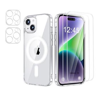 HQSELECTION® Coque Magnétique pour iPhone 14 6,1 Pouces avec 2 Verres Trempés et 2 Caméra Protecteur,Compatible avec MagSafe, Dos Anti Rayures, Transparent - 1
