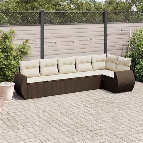 vidaXL - Salon de jardin modulable - Rotin - Marron - 6 personnes - Image 2