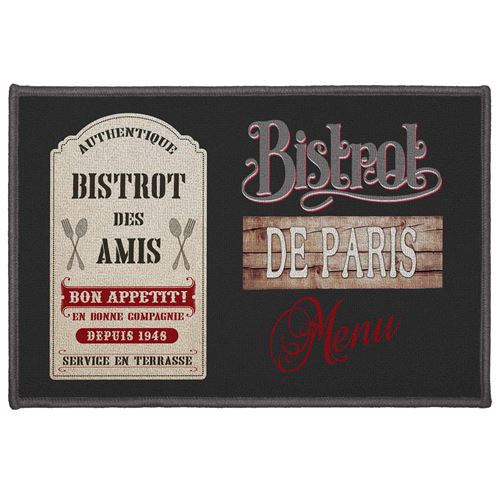 tapis deco rectangle 40 x 60 cm imprime bistrot des amis