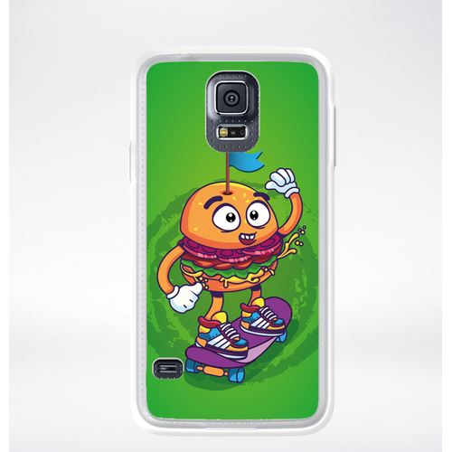 Coque Burger Fond Vert Compatible Samsung Galaxy S5 Transparent