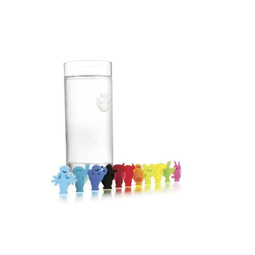 Boite 12 marque-verres fantaisie - Vacuvin - Multicolore - Plastique