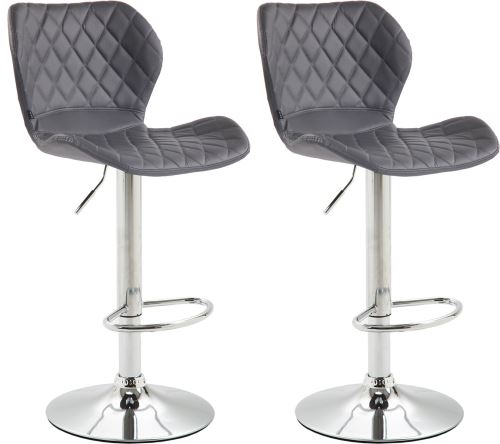 CLP Lot de 2 Tabourets de bar Cork en similicuir , Gris/Chrome