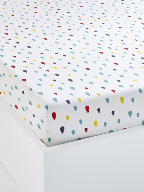 VERTBAUDET - Drap-housse enfant PIN PON PIN - blanc imprimé - 90x200