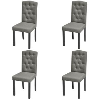 vidaXL Chaise de salle à manger 4 pcs Tissu Gris foncé - 1