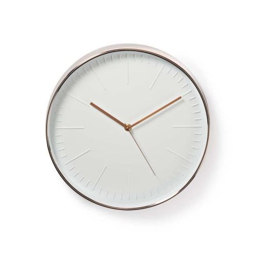 NEDIS Horloge murale circulaire - Ø 30 cm - Blanc et Or rose