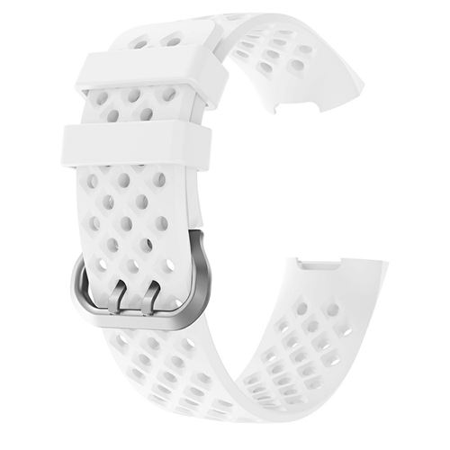 Bracelet en silicone trous carrés de petite taille blanc pour votre Fitbit Charge 4/3