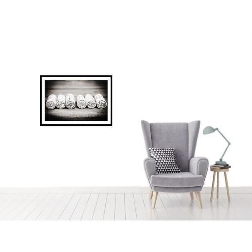 BOUCHONS Affiche encadrée 60x40cm - Bouchons noir & blanc
