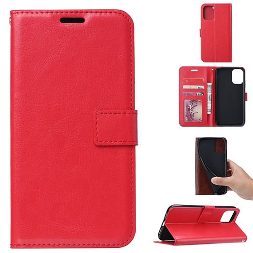 Etui en PU peau de cheval fou magnétique rouge pour votre Samsung Galaxy A41 (Global Version)