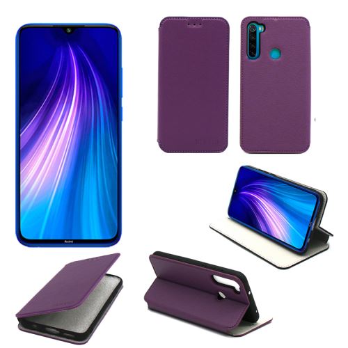 Housse Xiaomi Redmi Note 8T violette - Etui Coque violet Redmi Note 8T Protection antichoc à rabat Smartphone 2019 - Accessoires Pochette Case