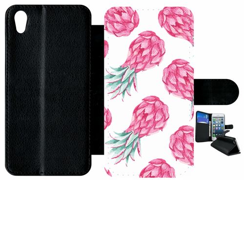 Etui À Rabat Sony Xperia X Ananas Rose Fond Blanc