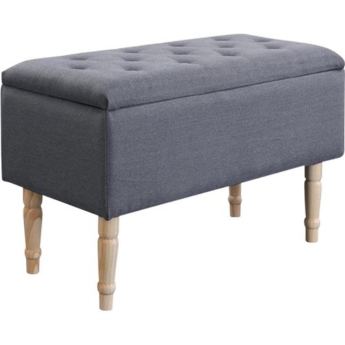 EMILIE Banc avec coffre de rangement - Tissu gris - Classique - L 80 x P 43,5 cm