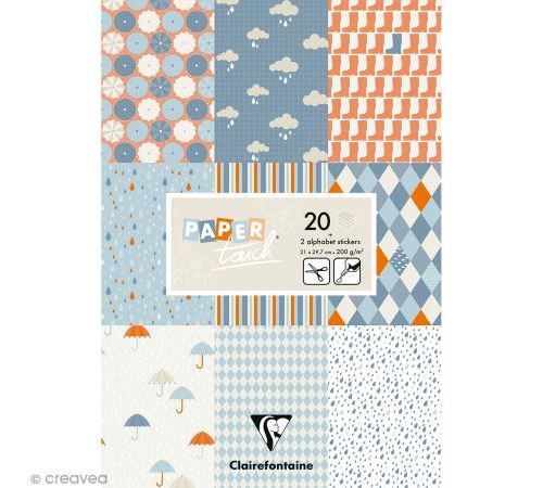 Papier scrap Clairefontaine - Bloc A4 Paper Touch Pluie - 20 pcs