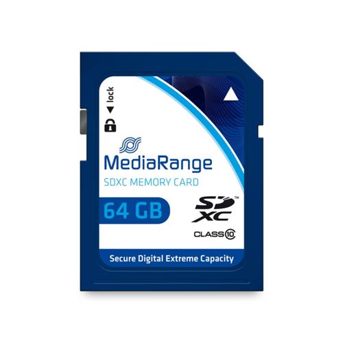 MediaRange - Carte mémoire flash - 64 Go - Class 10 - SDXC - bleu