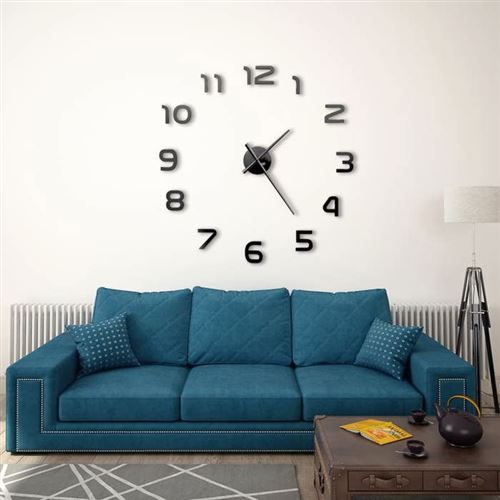 Vidaxl - Horloge murale 3D Design moderne 100 cm xxl Noir Noir
