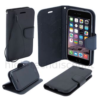 Housse etui coque pochette portefeuille pour Apple iPhone 6 (4.7) - NOIR / NOIR - 1