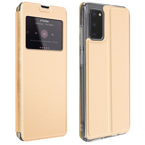 Housse pour Samsung Galaxy S20 avec Fenêtre Porte-carte Fonction Support Vidéo or