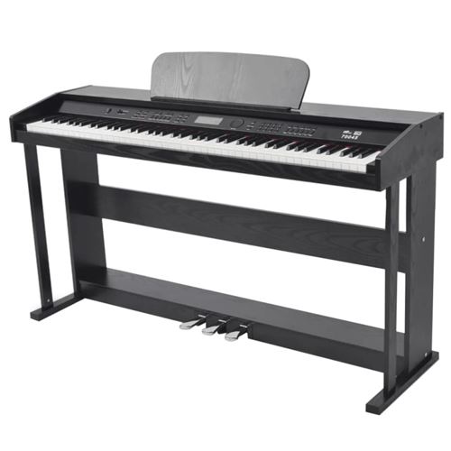 vidaXL Piano avec 88 touches pédales Noir Panneau en mélamine