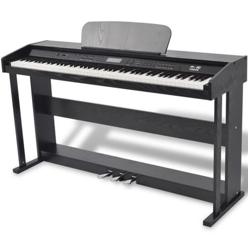 vidaXL Piano numérique avec pédales 88 touches Noir Panneau mélamine