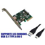 Carte PCIe USB 3.1 10 Gbps 2 Ports Type-C – Contrôleur ASM1142, Ajout Rapide USB-C Sur PC Fixe Windows/Linux
