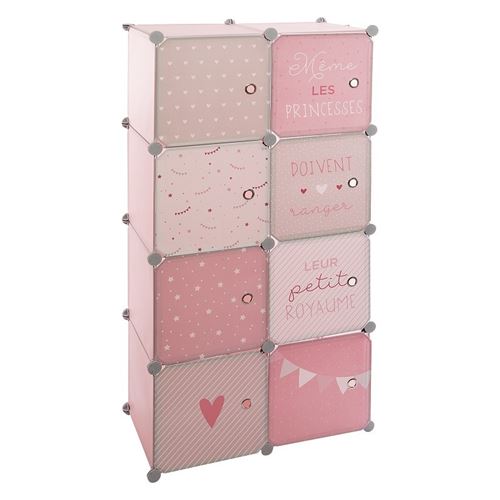 Rangement enfant 8 cases rose Atmosphera