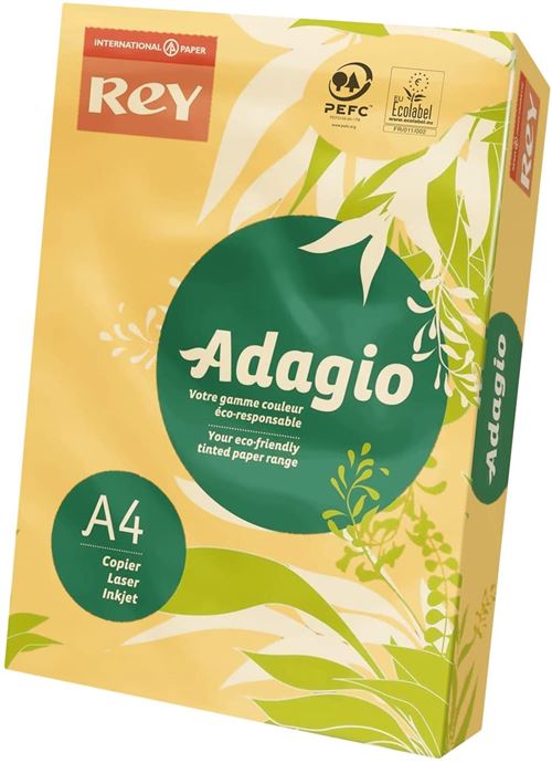 Rey 336153 Adagio Ramette de 500 feuilles papier A4 copieur, laser, jet d'encre 80 g Pastel d'or intense Lot de 1