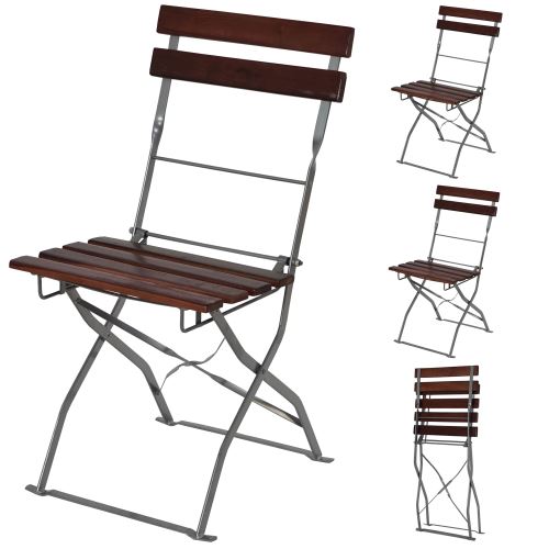 Chaise de jardin ou de brasserie Berlin, LOT DE 4, pliable, acacia, 120x60x70cm ~ brun foncé