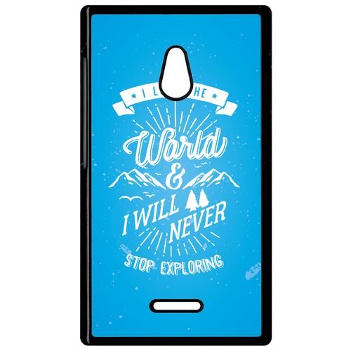 Coque Nokia X2 I Love The World And I Will Never Stop Exploring Fond Bleu