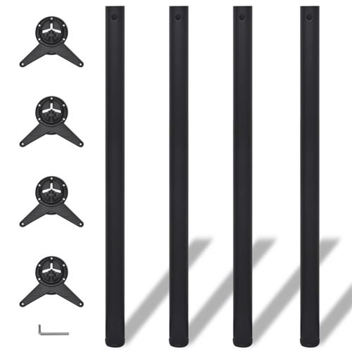 vidaXL 4 Pieds de table Noir à hauteur réglable 1100 mm