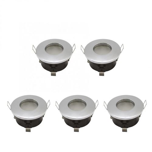 pack support de spot led vision-el 5x-7720 pack 5x support encastrable fixe et étanche avec norme bbc pour spots ledforme ronde de diamètre 82 millimétres avec une finition en étain brossé vision el