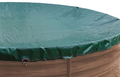Grasekamp 84227 Bâche de Protection pour Piscine Ronde 350-360 cm Dimensions de la bâche 420 cm Été Hiver Vert