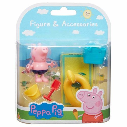 Peppa Pig - Coffret de Figurine articulée frère de George + 5 Accessoires - Thème Plage