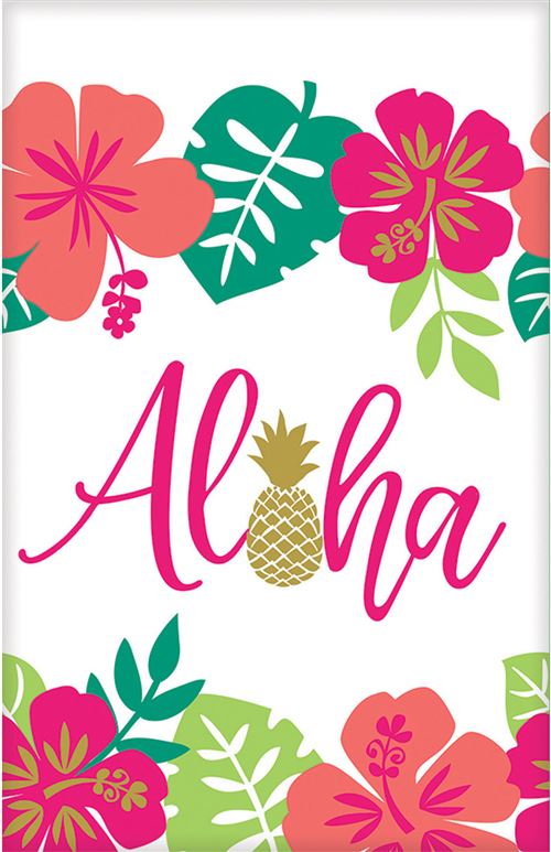 Amscan nappe Aloha 259 x 137 cm papier blanc/rose/vert
