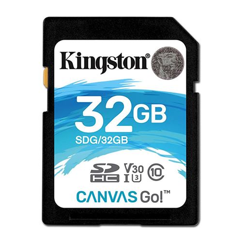 Kingston Tarjeta SD -( SDG/32GB ) SD Canvas Go! Idéal pour les Appareils Photos DSLR; les Drones et Autres Appareils Compatibles avec les Cartes SD