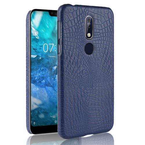Etui en PU crocodile enduit rigide bleu foncé pour votre Nokia 7.1