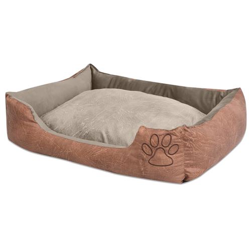 Meilleurs prix pour vidaXL Lit pour chiens avec coussin Cuir artificiel PU Taille L Beige