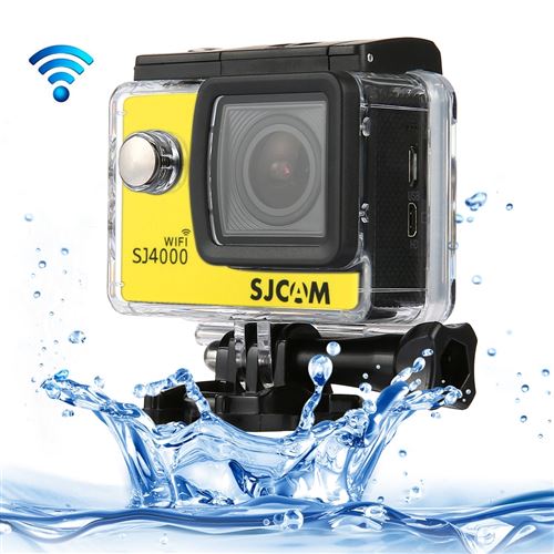 Caméra sport SJCAM SJ4000 WiFi Full HD 1080P 12MP Plongée Vélo Action Camera 30m Waterproof Car DVR Sports DV avec étui étanche (jaune)