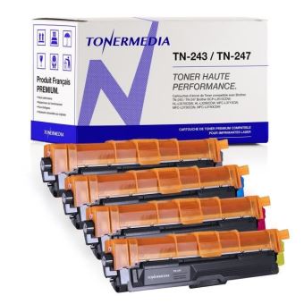 TONERMEDIA - x4 Toner Brother TN-243 / TN-247 compatibles (1 Noir, 1 Cyan,  1 Magenta, 1 Jaune) - Toner - Achat & prix
