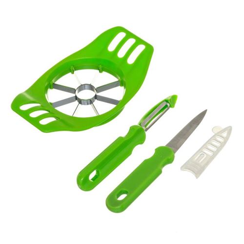 Set 3 Ustensiles de Découpe Pomme 22cm Vert