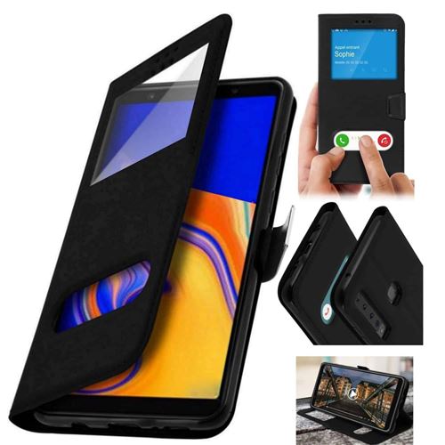 Etui de protection double fenêtre pour Samsung Galaxy A9 2018 - Noir