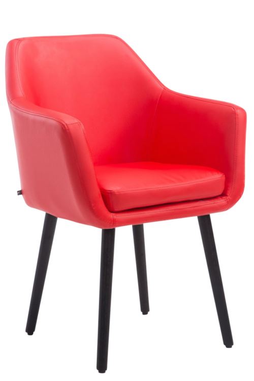 Chaise de salle à manger Utrecht Similicuir - Piètement Noir - Siège Rouge