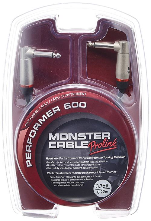 Monster Cable P600-I-0.75DA Câble Jack coude/Jack coude 20,3 cm Noir
