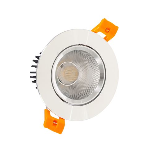 Spot LED Downlight COB Orientable Rond 7W Argenté Coupe Ø65 mm Blanc Froid 6000K 60º
