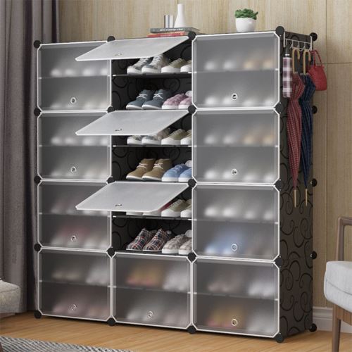 Armoire Penderie de Chambre - Étagère à Chaussures - DIY Meuble Rangement Grande Capacité de 12 Cubes