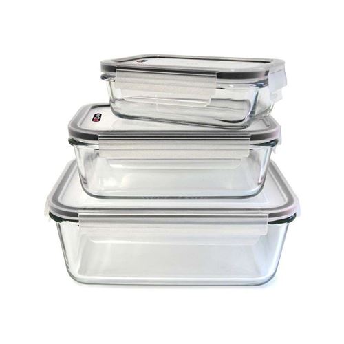 Cuisy kb5667 3 plats à four avec couvercle hermétique verre gris/blanc/rouge/vert 22 x 17 x 9 cm