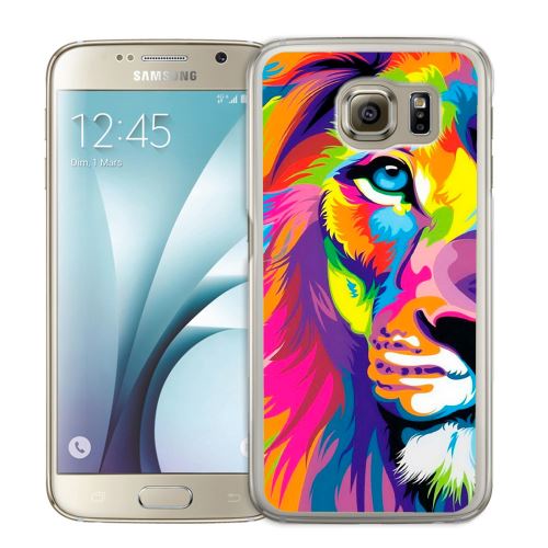 Coque pour Samsung Galaxy S7 lion multicolore
