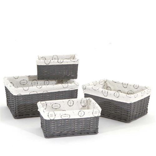 Lot de 4 Paniers Rectangulaire Instants Volés Gris