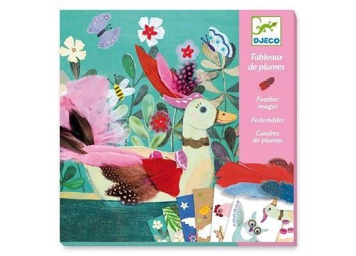 Tableaux de plumes duvets chics - kit créatif djeco 6-11 ans