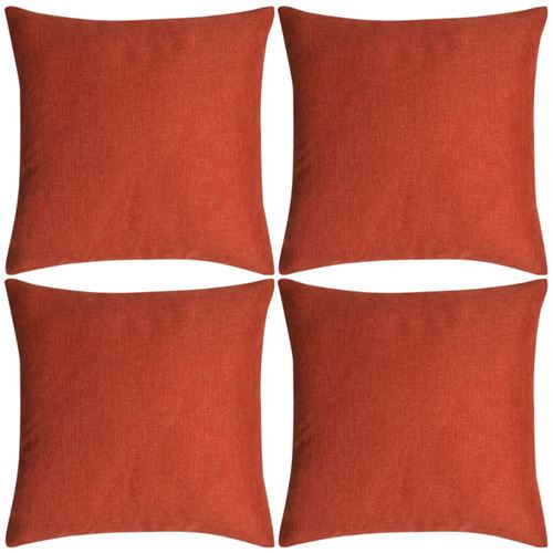 vidaXL 4 pcs Cushion Covers Pillowcase Zip Closure Linen-look Terracotta 50x50cm