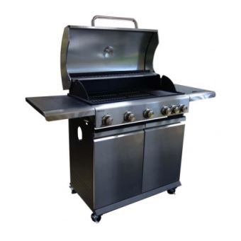 BBQ PLUS Barbecue americain gaz 5 feux + 1 Tout inox BBQ PLUS Barbecue americain gaz 5 feux + 1 Tout inox