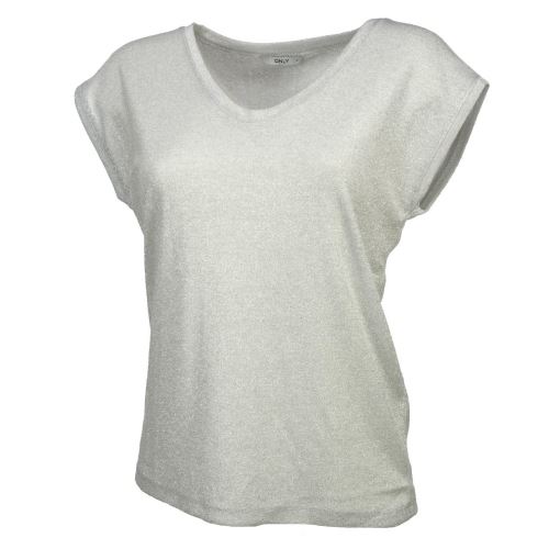 Tee shirt manches courtes Only Silvery silver mc tee l Gris taille : S réf : 12351